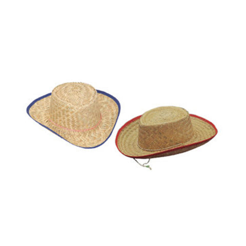 Kid's Straw Hat with a Blue or Red Rim