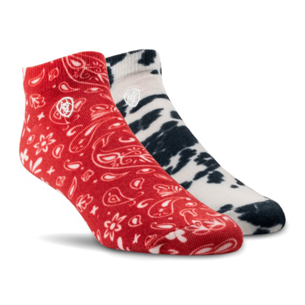 Black & White Low-Cut Socks and Red & White Paisley Low Cut Socks