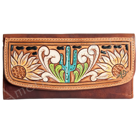 Cactus/Sunflower Tooled Wallet