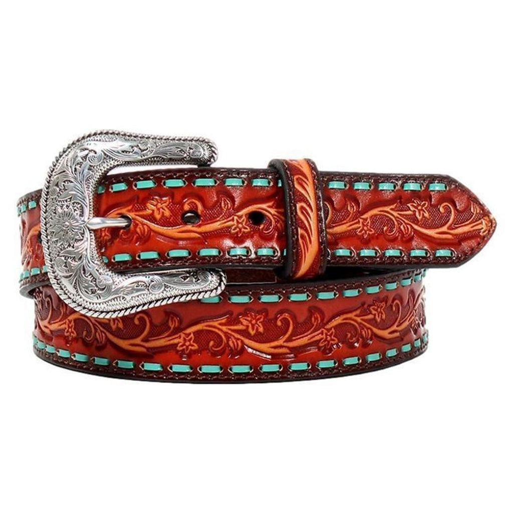 Ariat 1 1/2Floral Tooled Buckstitch Belt by M&F