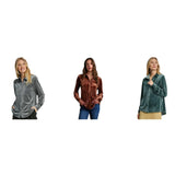 Velvet Textured Button-Down Long Sleeve Shirt in Copper, Grey or Sage