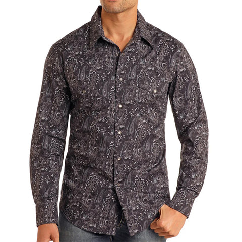 Rock & Roll Men's Black Paisley Shirt