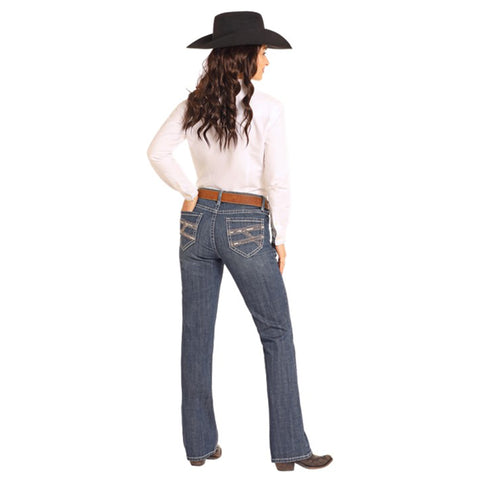 Dark Vintage Riding Jeans Stitched Back Pockets