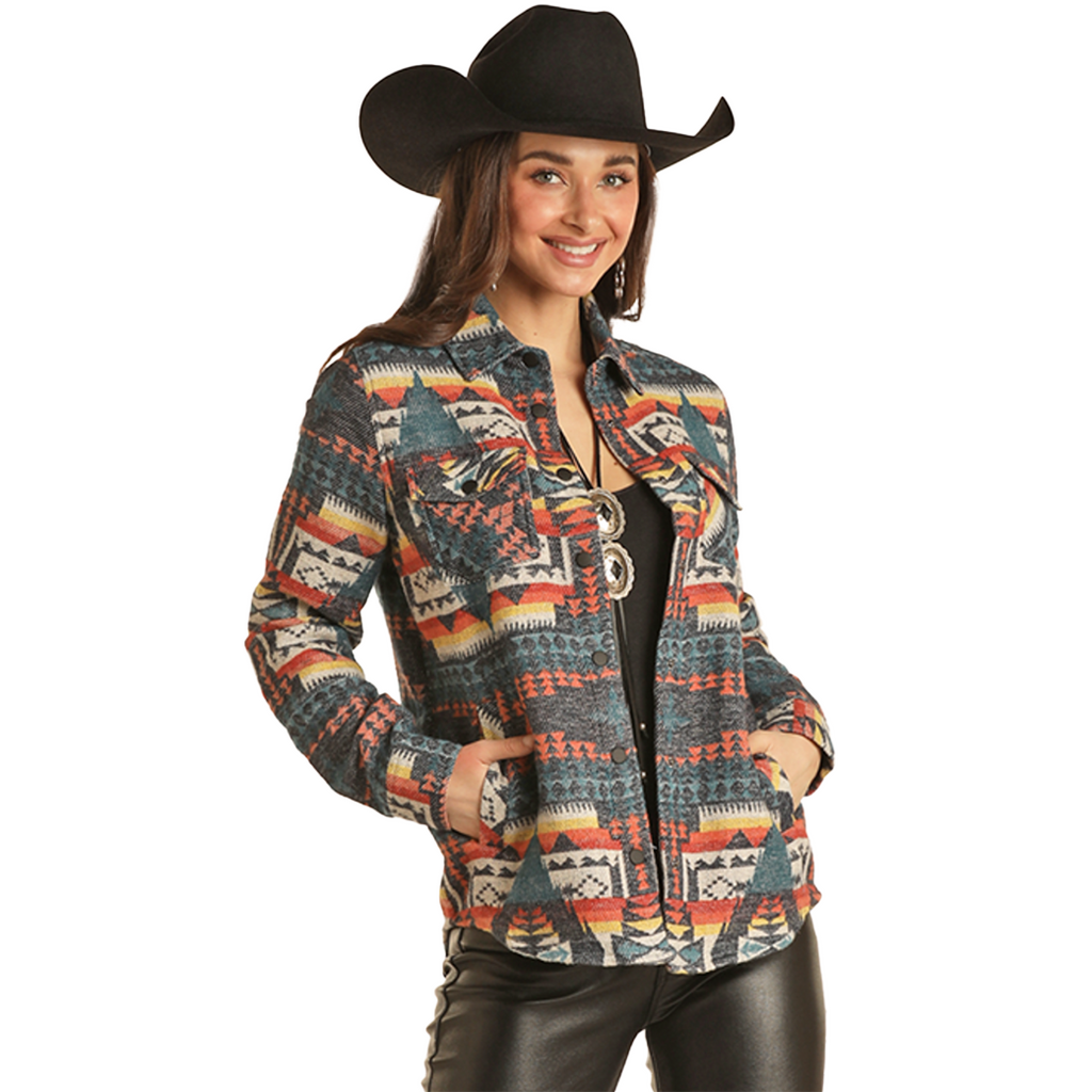 Rock & Roll Denim Women's Aztec Snap Shacket