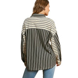 Umgee USA Women's Dobby Stripe Color Block Long Sleeve