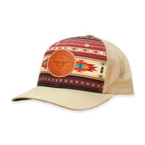 Ropesmart Aztec Print Crown Circle Leather Patch Tan Snapback 