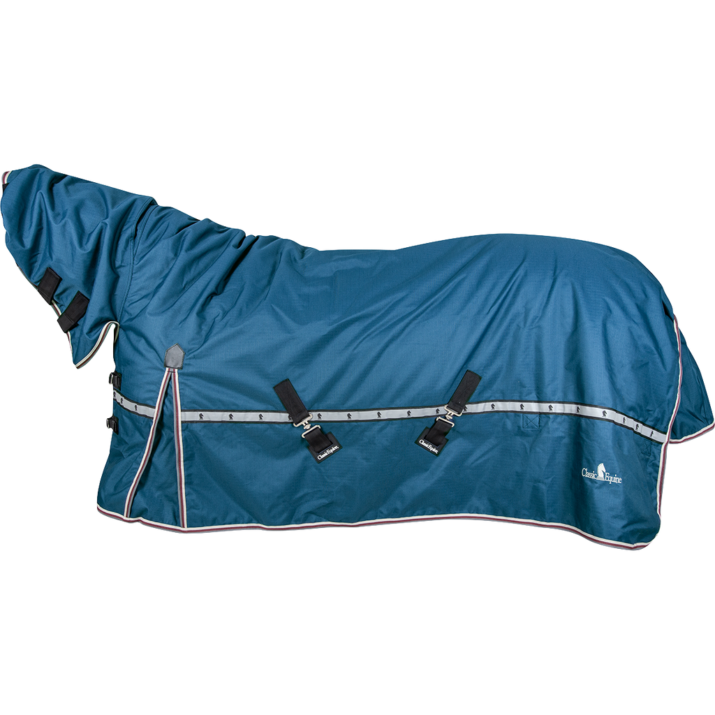 10K Indigo Winter Horse Blanket with Hood and Straps