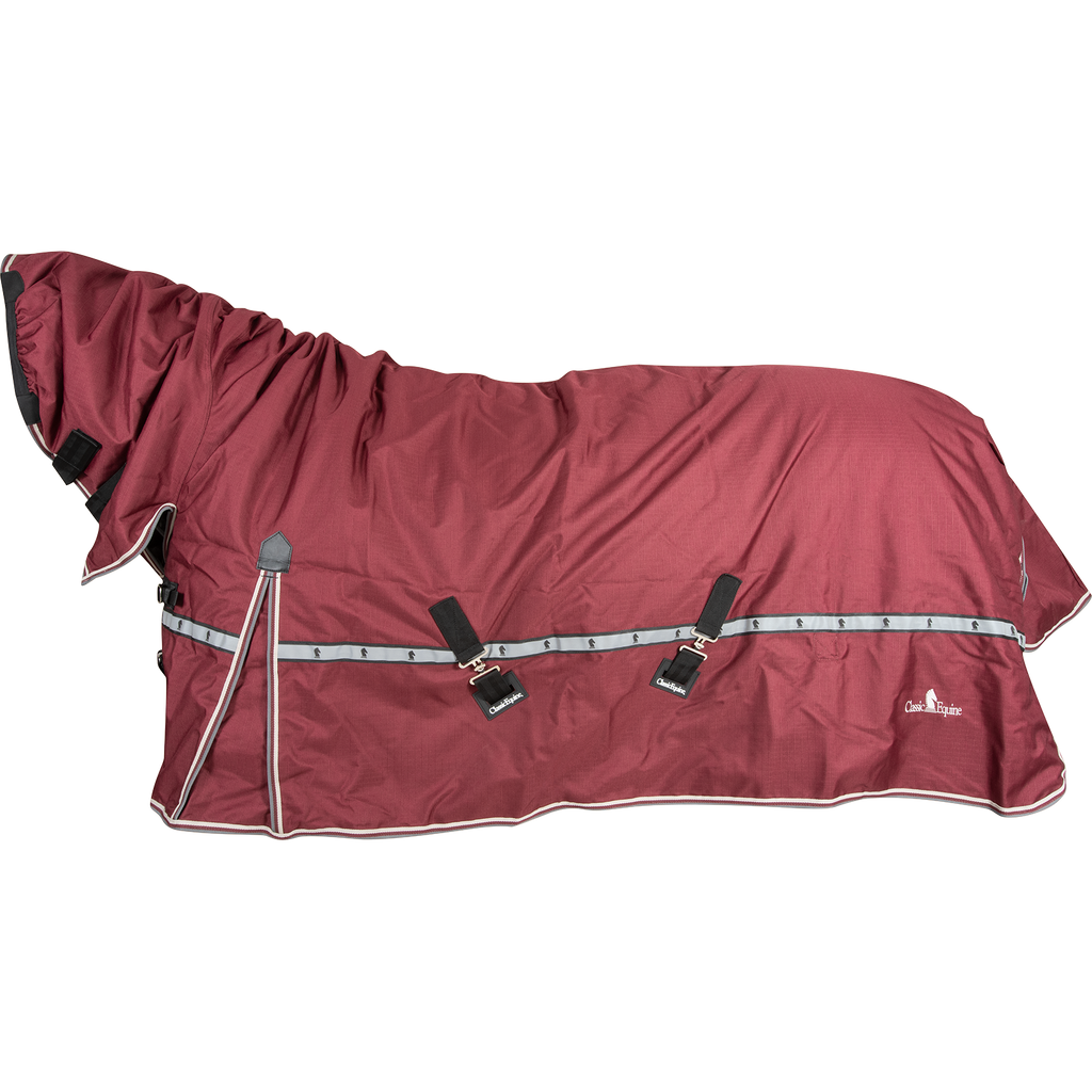 10K Port colored Winter Horse Blanket with Hood and Straps