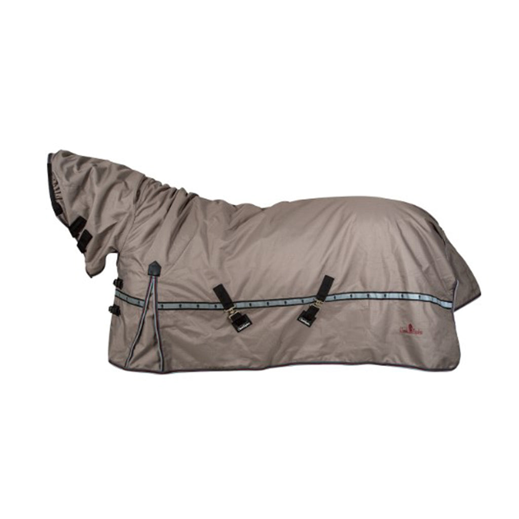 Oyster Colored Winter Horse Blanket with Hood and Straps