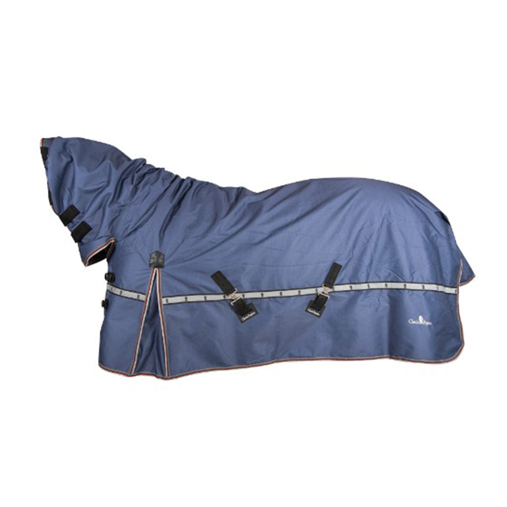 Dusty Blue Winter Horse Blanket with Hood and Straps