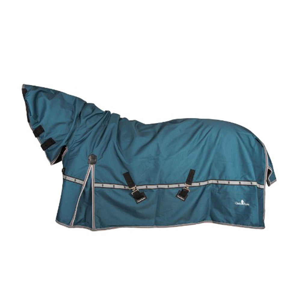 Dark Teal Winter Horse Blanket with Hood and Straps