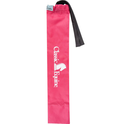 Hot pink tail bag with white classic equine logo.