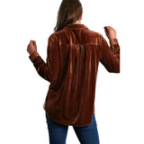 Umgee USA Women's Velvet Textured Button-Down Long Sleeve Shirt