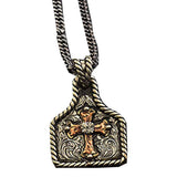 Silver Strike Tag Necklace with Cross by M&F