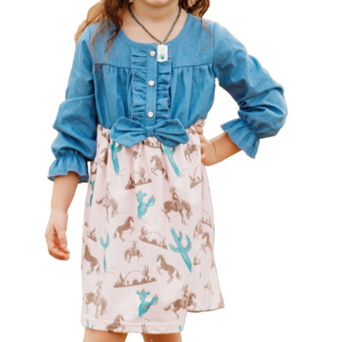 Shea Baby Girls Denim Top Pink Western Dress