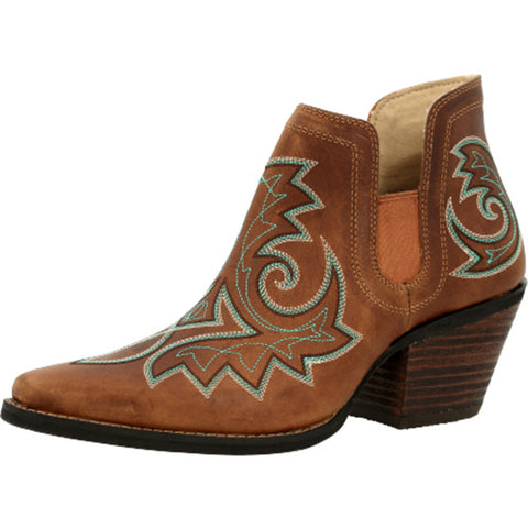 Golden Brown Turquoise Stitched Western Fashion Bootie