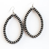 West and Co. Silver & Black Beaded Teardrop Earrings