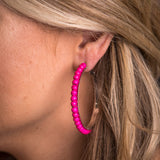 West & Co Pink Beaded Hoops