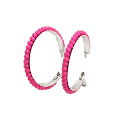 West & Co Pink Beaded Hoops