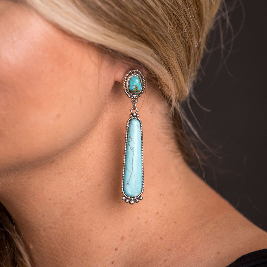 West and Company TQ Post Elongated Stone Earrings