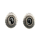 West and Co. Silver Flower & Black Stone Post Earrings