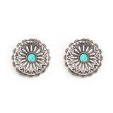 West & Co Silver Flower Concho Studs with Turquoise Center