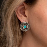 West & Co Silver Flower Concho Studs with Turquoise Center