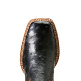 Ariat Black Full Quill Ostrich Brandin Square Toe Boot