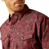 Ariat Men's Samson Dark Red Print Shirt