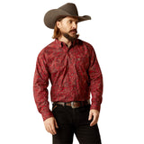 Jaydon Red Long Sleeve Paisley Shirt