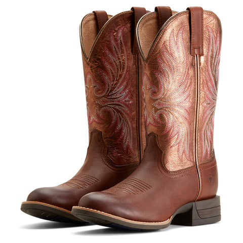 Ariat Brown Round Toe Boots with a Rusty Red Shaft