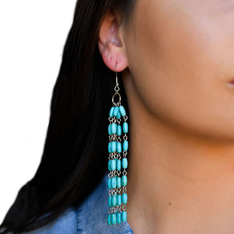 West and Co. 5" Beaded Tassel Earring