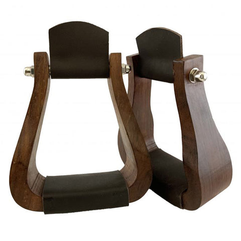 Teak Wood Stirrup with Smooth Leather Foot Pad from Showman