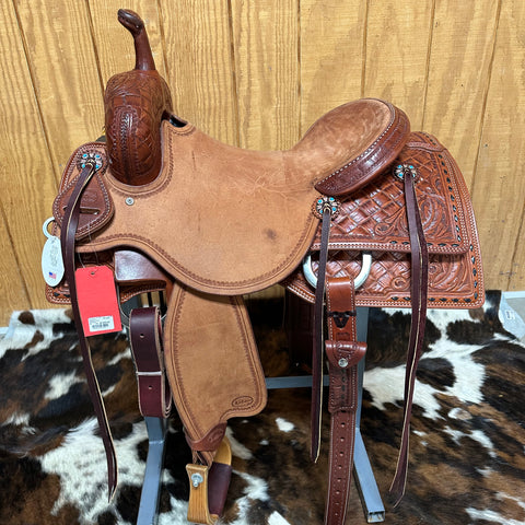 Left view of the saddle showing the roughout seat and the gorgeous box tooling