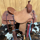 Right view showing matching back cinch and the rope bordering the whole saddle