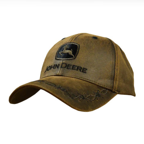 John Deere Brown Oilskin Look Patch Cap