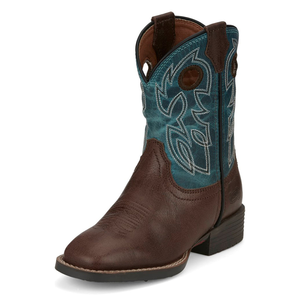 Justin Kid's Brown & Sapphire Bowline Boots