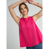 Umgee Women's Hot Pink Vertical Fray Tank