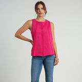 Umgee Women's Hot Pink Vertical Fray Tank