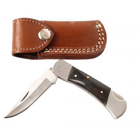 Handmade Knife with Horn Handle and Leather Case from Wild Turkey