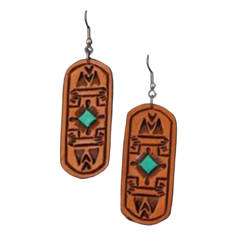 Austin Accent Southwest Oval Leather Earrings