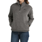 Women's Grey Herringbone 1/4 Zip Pullover by Cinch