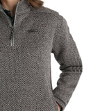 Women's Grey Herringbone 1/4 Zip Pullover by Cinch