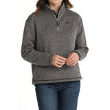 Women's Grey Herringbone 1/4 Zip Pullover by Cinch