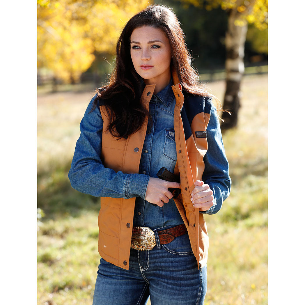 Cinch Women's Concealed Carry Bonded Vest - BROWN/ NAVY – Toms Boot &  Western Wear