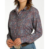 Cinch Women's Paisley Burgundy Long Sleeve