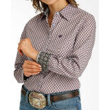 Cinch Women's Purple Geo Print Long Sleeve