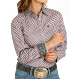 Cinch Women's Purple Geo Print Long Sleeve