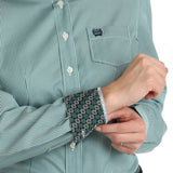 Women's Tencel Teal Button Down Long Sleeve by Cinch