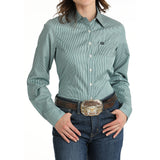 Women's Tencel Teal Button Down Long Sleeve by Cinch